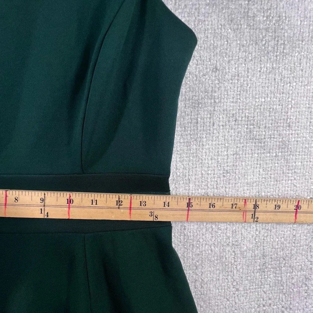 Calvin Klein Forest Green Sleeveless Fit and Flare Dress Mesh Hem Size 4 - Picture 6 of 9